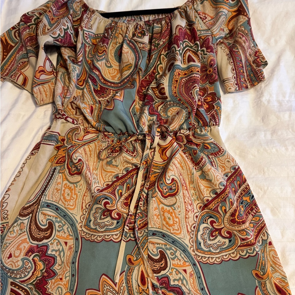 Paisley Off-Shoulder Dress